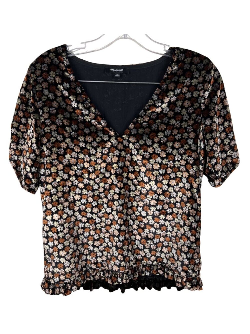 Madewell Velvet Tulip Top *holes inner sleeves*